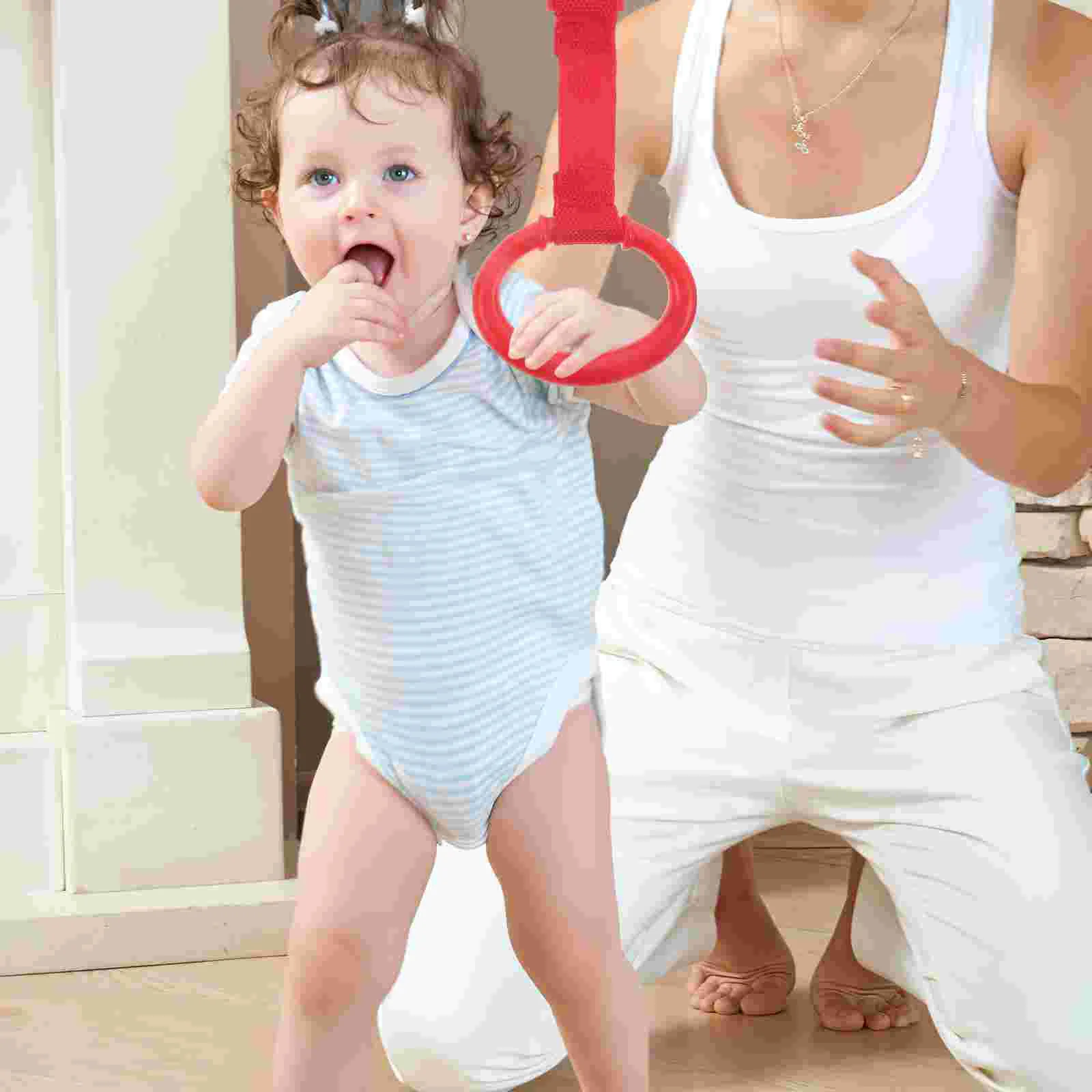 

4 Pcs Bedrail Toddler Play Gym Infant Rings Nursery Handle Crib Pull Plastic Walking Safety Stand