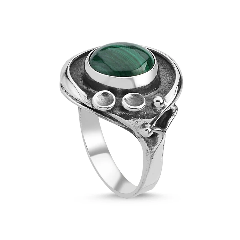 

Silver 925 Sterling Malachite Stone Handwork Ring