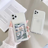 card holder transparent solid color cell phone case for huawei honor nova 5 6 7 8 pro 5g y9s celular soft silicone cover