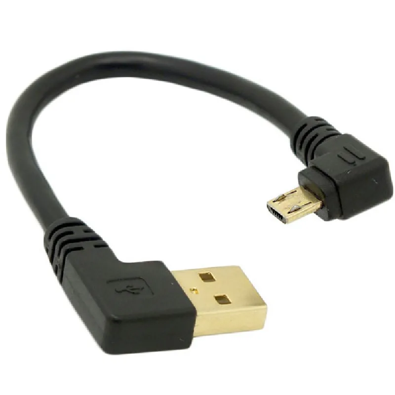 

0.14m short Gold plated Right Angle Micro USB to Left Angled USB Tpye A Male 90 Degree Cable Data Charge Cord for mobile phone