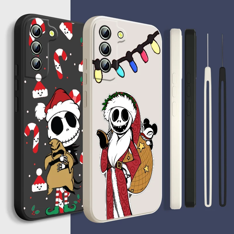 

Disney Christmas Eve Dolls For Samsung Galaxy S23 S22 S21 S20 S10 S9 Ultra Plus Pro Liquid Rope Silicone Phone Case