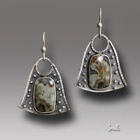 retro imitation thai silver marble earrings exaggerated earrings popular in europe and america