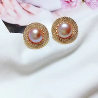 luxury womens jewelry vintage earrings purple round pearl stud earrings for women 925 silver stud earrings for party earrings