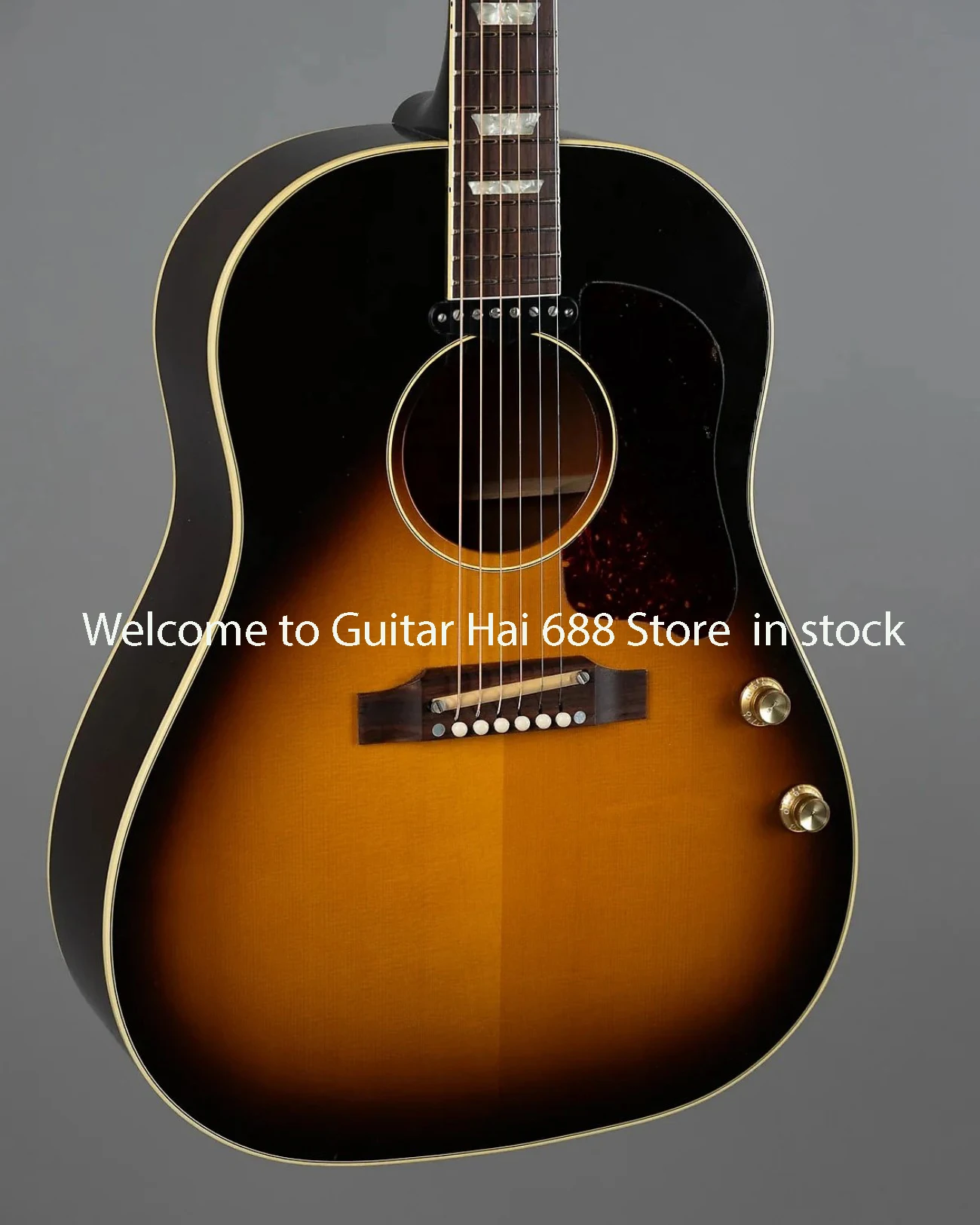 Фото Гитара Custom Shop J-160 E 1996 - Vintage Sunburst, акустическая, винтажная, с эффектом солнечных бликов. # 5462899 №2