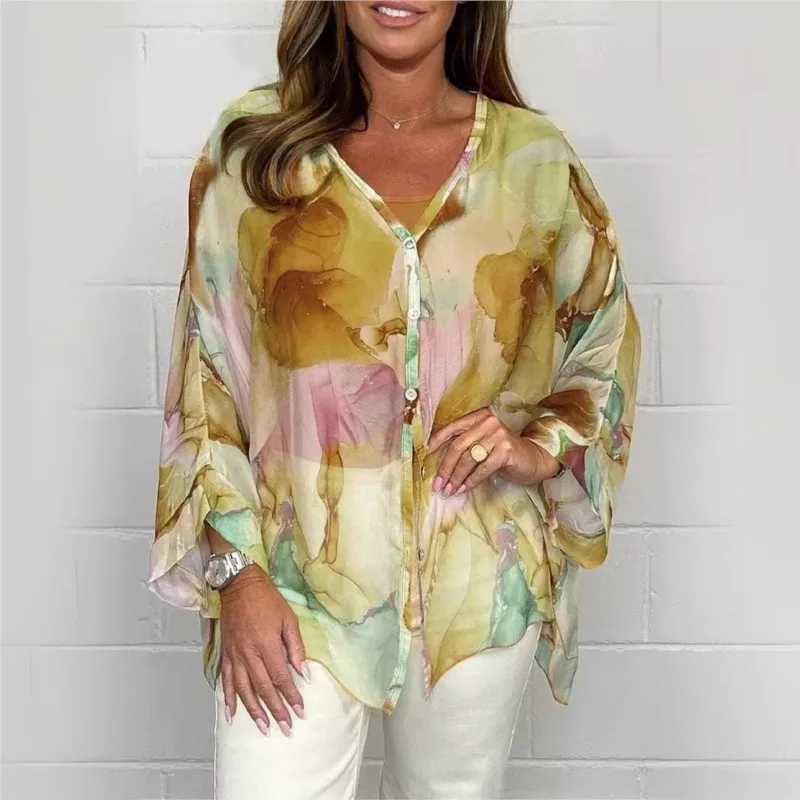 Элегантные женские рубашки с принтом в стиле бохо топы 2024 новая мода свободные