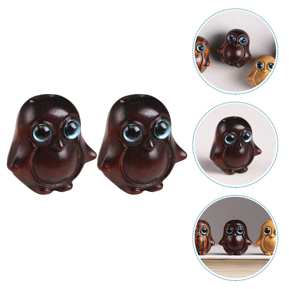 

Penguin Pendant Keychain Statue Figurine Lucky Sculpture Fortune Wooden Amulet Key Decor Tea Pet God Animal Lord Cute Ring