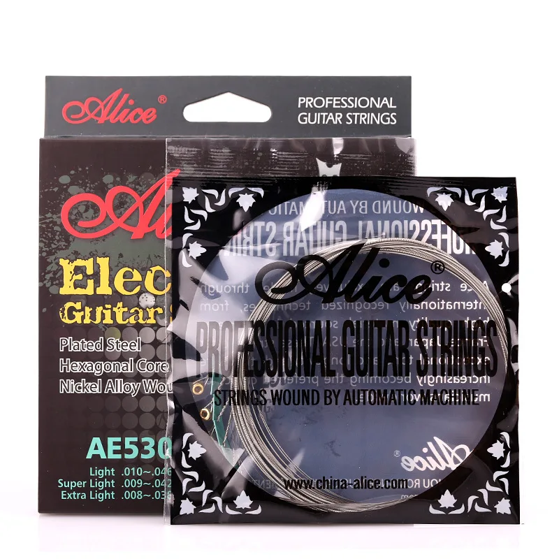 

Alice AE530 Electric Guitar Strings 1st-6th Set Plated Steel Hexagonal Core Nickel Alloy Winding Light Super Extra