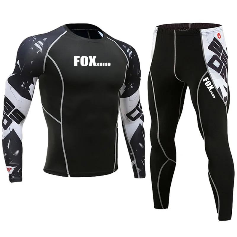Mens Running Set Compression T-Shirt Pants Sport Long Sleeves Cycling Fitness Rashguard Gym Leggings Clothes Fishing Tight Suit enlarge
