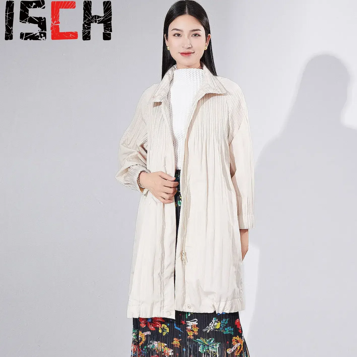 Плиссированная хлопковая зимняя женская Толстая теплая куртка средней длины на