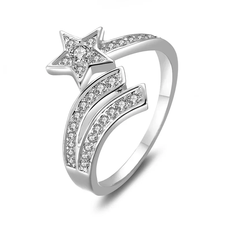 Новые открытые пятиконечные кольца с цирконом ювелирные изделия простое