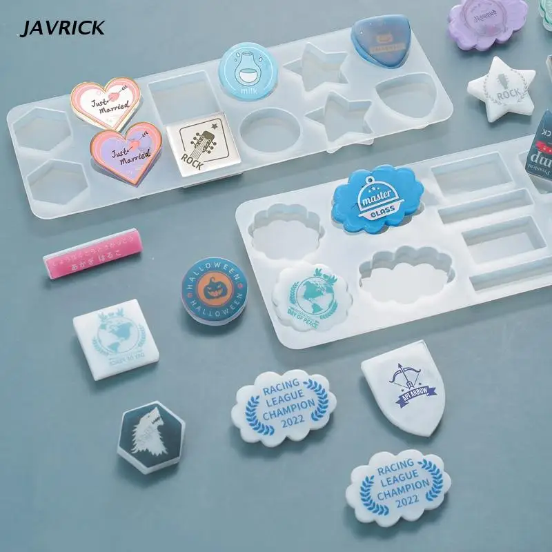

Cloud Shield Badge Mold Star Love Silicone Mould DIY Crystal Epoxy Resin Mold Kit with Safety Pins for DIY Craft Jewelry Making