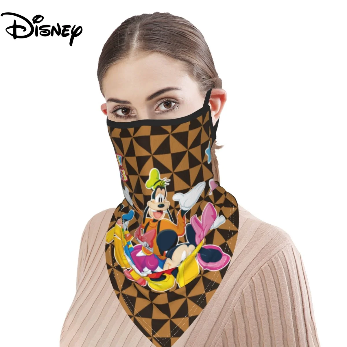 

2022 Disney Mickey Face and Neck Mask Hanging Ear Face Cover Breathable Head Scarf for Women Sun Protection Outdoor Cycling