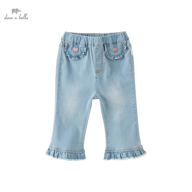 

Dave Bella Kids Pants for Girls Boys Soft Spring Autumn Pants Casual Loose Blue Trousers Jeans Children Jeans DB1230354