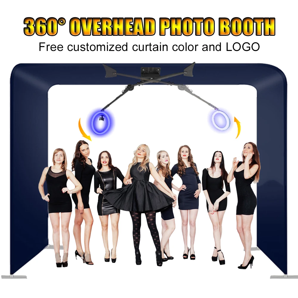 

Overhead 360 Photo Booth Fill Light Machine Camera iPad Selfie VideoTop Spinner 360 Degree Photo Booth Sky Rotating Arm Machine