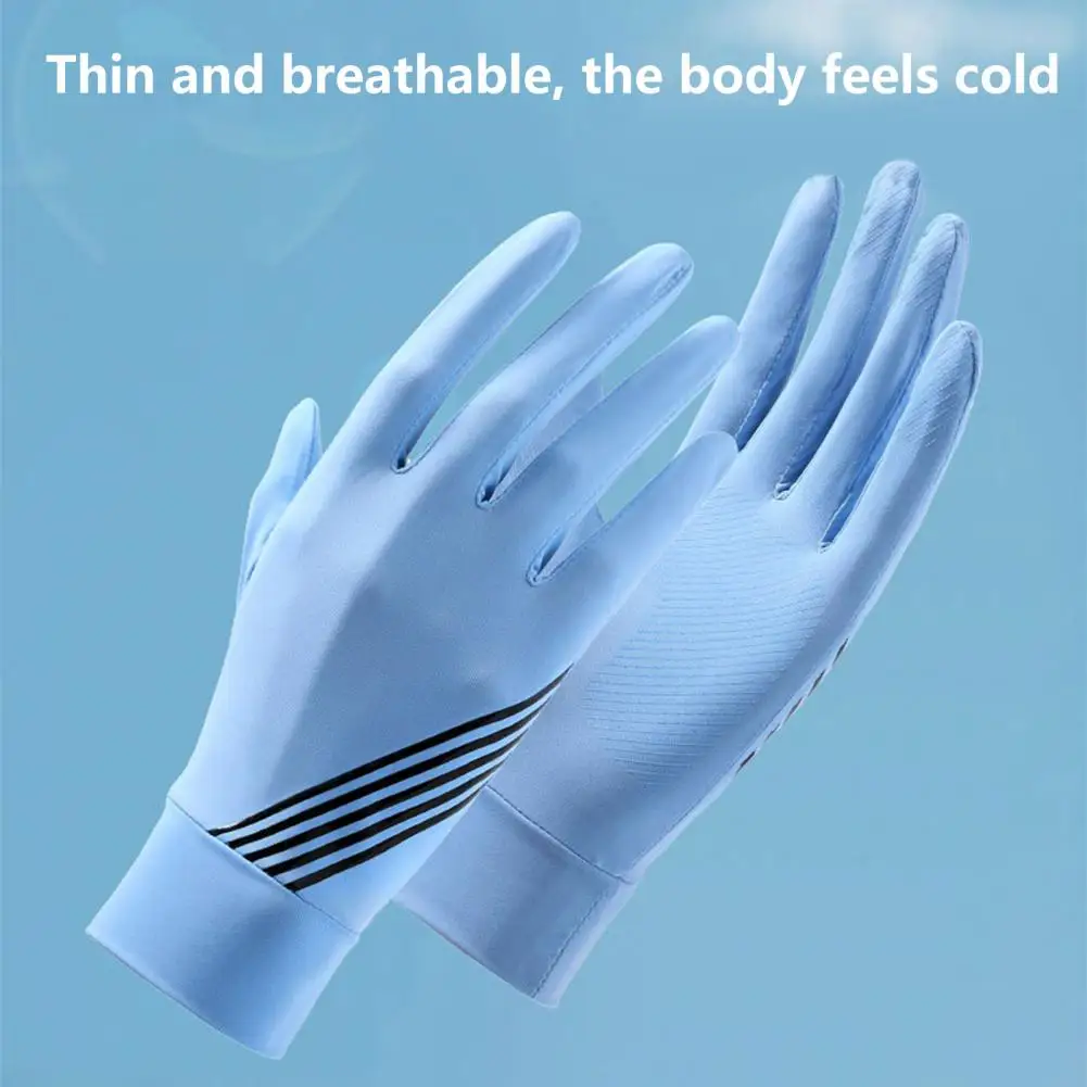 

1 Pair Riding Gloves Non-slip Wear-resistant Breathable Lightweight Stretchy Anti-ultraviolet One Size Sunscreen Ice Silk Thin G