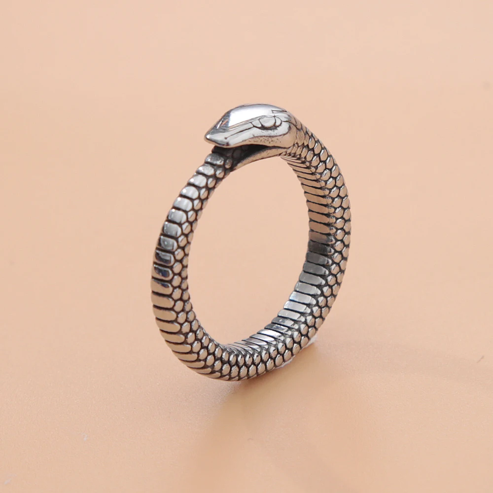 

Retro Norse Mythology Men Ouroboros Ring Punk Stainless Steel Biker Animal Snake Ring For Men Women Fashion Viking Jewelry Gifts