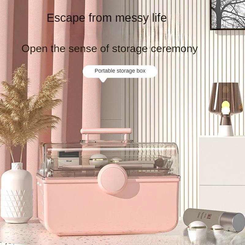 

Organizer Makeup Organizer Plastic Storage Container Stationery Storage Box Portable Pills Box Dustproof Desktop Organizer Clear