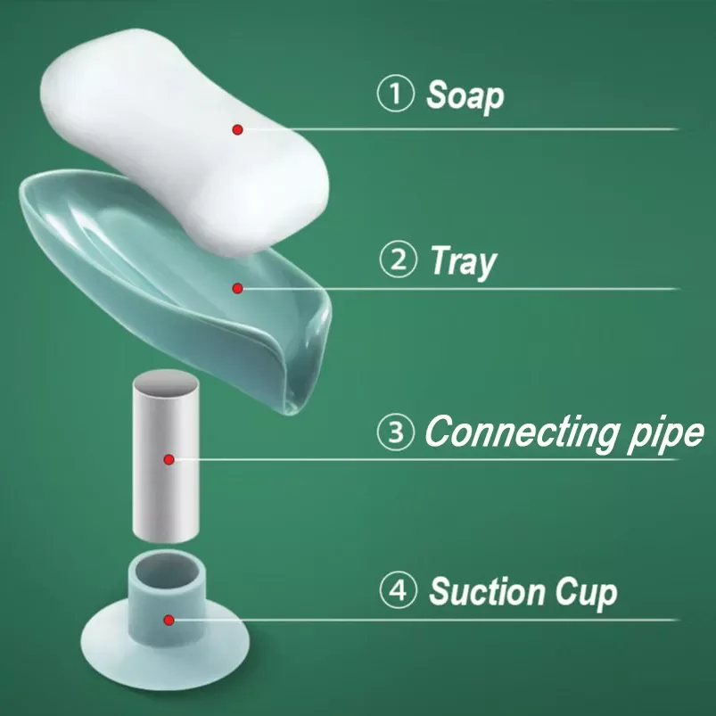 

2022Leaf Shape Soap Box Drain Soap Holder Bathroom Accessories Suction Cup Soap Dish Tray Soap Dish for Bathroom Soap Container
