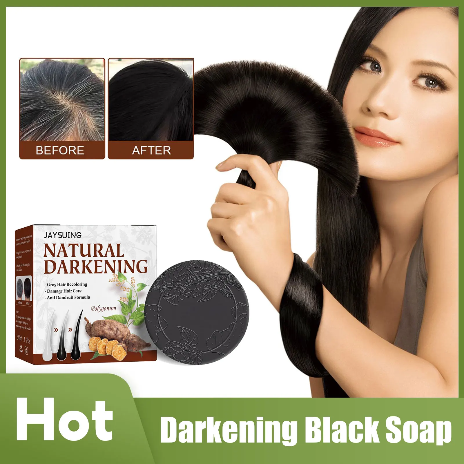 To Black Moisturizing Polygonum Nourishing Scalp Soften Hair Darkening Soap