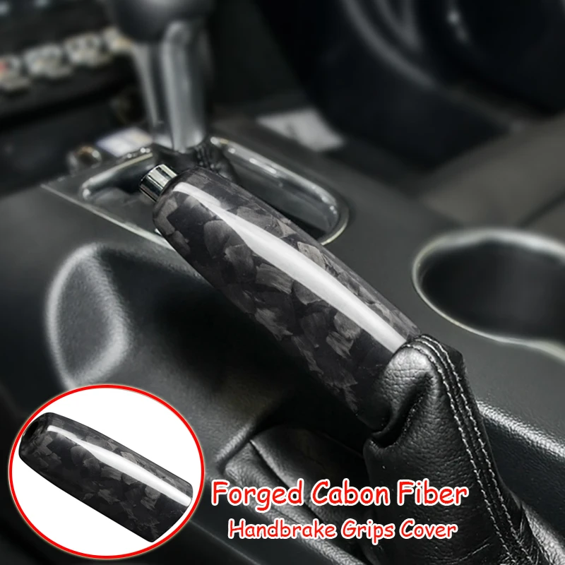 Forged Carbon Fiber Trim Handbrake Cover For Ford Mustang 2015-2019 Hand brake Grips Cover Trim Car Interior Styling Accessories