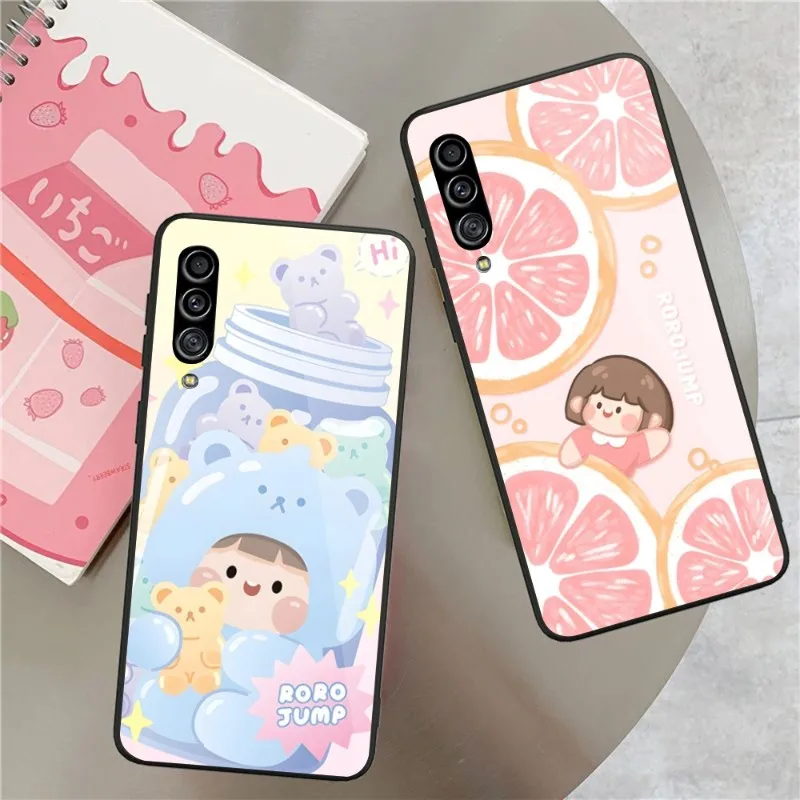 

Японская Милая задняя крышка для телефона Samsung A32 A51 A52 NOTE 10 20 S10 S20 S21 S22 Pro, ультрачерная стеклянная крышка для телефона из поликарбоната