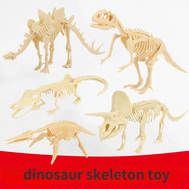 

3D skeleton DIY assembly dinosaur models plastic bone toy for children,Triceratops/stegosaurus/velociraptor/mammoth for choose