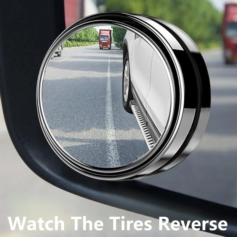 

2Pcs Car Rearview Sucker Mirrors 360° Blind Spot Mirror Adjustable Round Frame Convex Wide-angle Clear Rearview Auxiliary Mirror