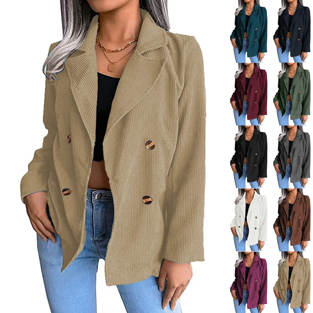 

Omen Corduroy Blazer Coats Fashion Single Breasted Loose Long Sleeve Female Jacket Casual Female Coat