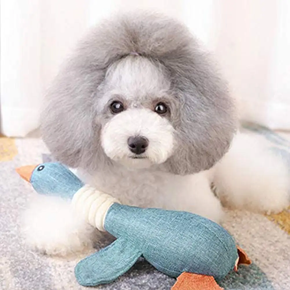 Игрушка-пищалка для собак, льняная игрушка с гусиным звуком, молар, плюшевая игрушка-животное против укусов, мягкие Аксессуары для игрушек