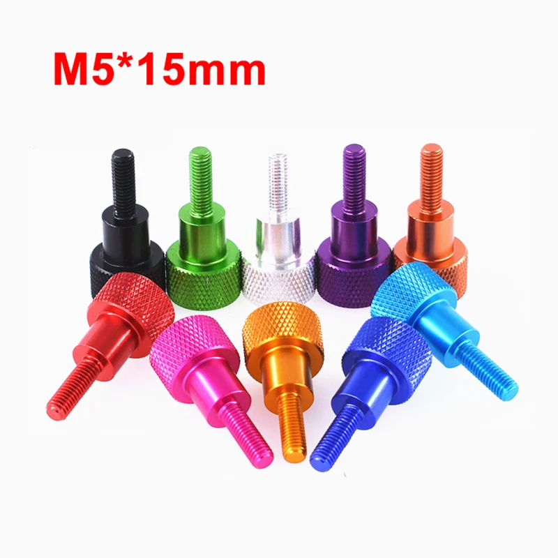 

1PCS M5*15 M6*15 Knurled Thumb Step Screw Aluminum Alloy DIY Computer Case Non-slip Adjust Screws 10 Colors
