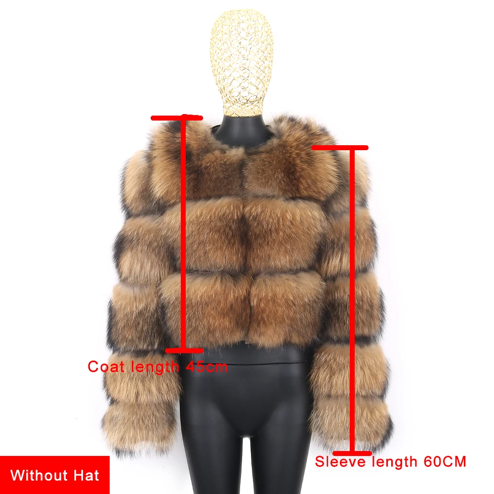 FURYOUME Luxury Real Raccoon Silver Fox Fur Coat Top Women Clothes Natural Winter Fur Jacket Warm Thick Long Sleeve Big Size enlarge