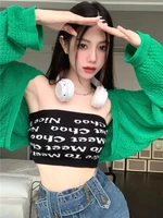 monroe diary hollowed out long sleeved knitted cardigan sunscreen jacket small letter vest with thin top
