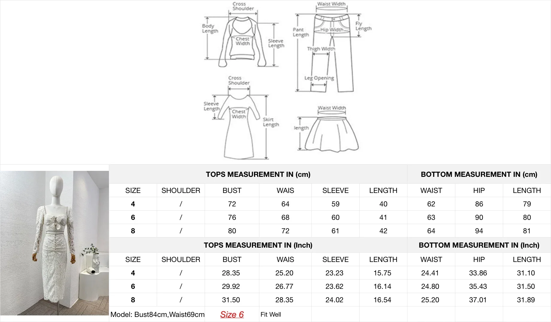 Белая кружевная Лоскутная Юбка-миди с длинным рукавом и бантом