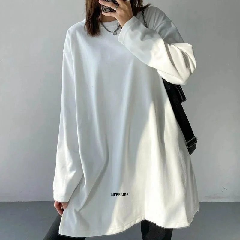 

Женская Осенняя футболка с длинным рукавом и круглым вырезом