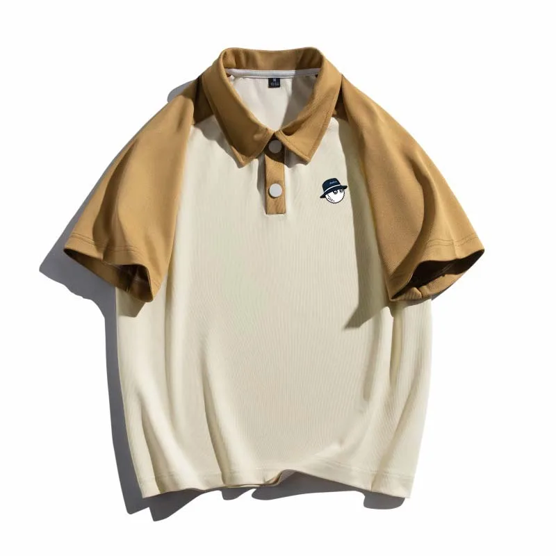 Men's Women's Golf Malbon Wear Polo Men Summer Short Sleeve Tee Classic Contrast Color Buttons Fashion Business Casual T-Shirt