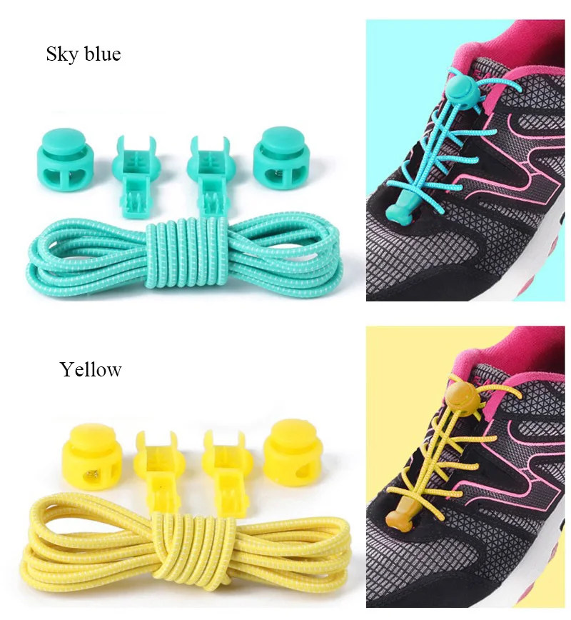 1Pair 29 Colors Sneaker ShoeLaces Elastic No Tie Shoe Laces Stretching Lock Lazy Laces Quick Rubber Shoelace Shoestrings