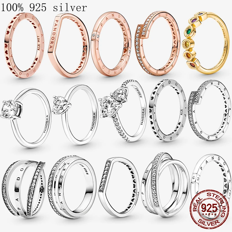 

Authentic 925 Sterling Silver Princess Tiara Crown Sparkling Love Heart ,CZ Rings for Women Engagement Jewelry Anniversary