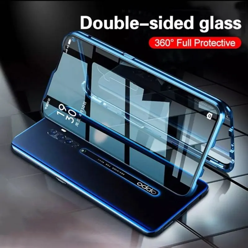 

360 Double Side tempered Glass Magnetic Case For OPPO Realme 6i 5i 6 5 Pro C3 XT Reno 2 3 4 Pro 6.4 A9 A5 2020 A11X Metal Cover