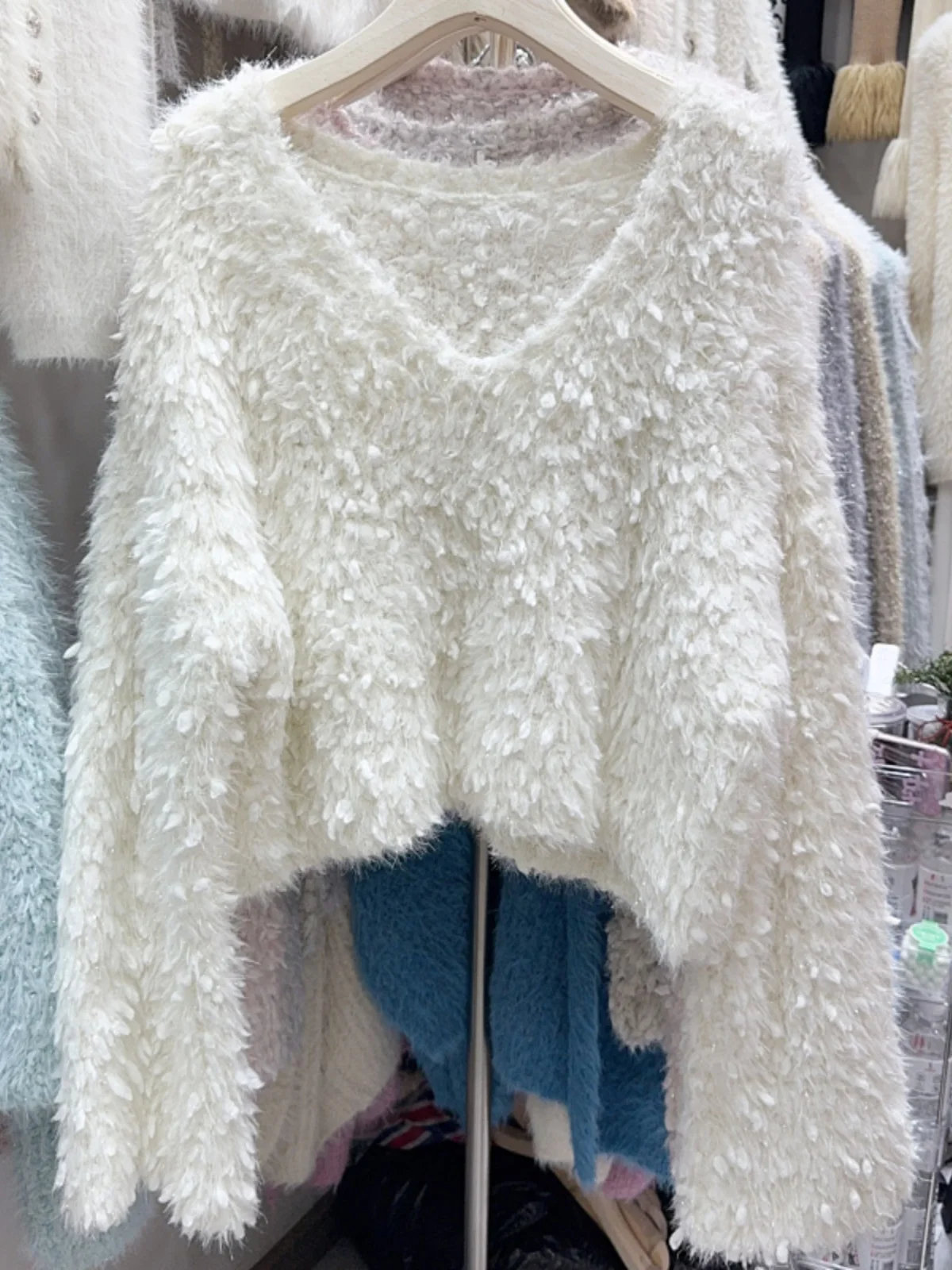 Тринадцать рядов новый дизайн пушистый свитер с кисточками женский