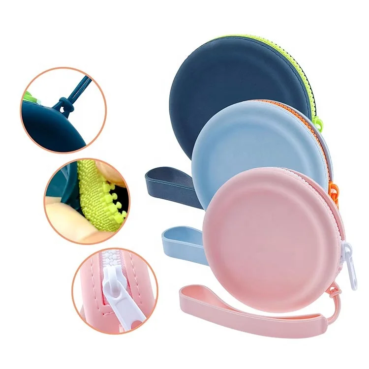 Милый круглый силиконовый кошелек для монет мини-кошелек однотонный женский