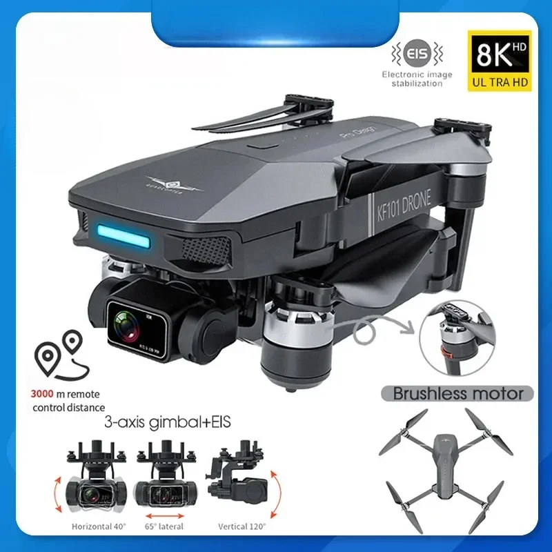 

New KF101 Max GPS Drone 4K Brushless Motor RC Foldable Quadcopter Professional 8K HD EIS Camera 3-Axis Gimbal RC Distance 3KM