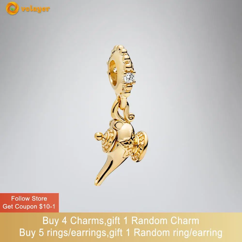 

Volayer 925 Sterling Silver Beads Aladdin's Magic Lamp Pendant Charms fit Original Pandora Bracelets Women Jewelry Making Gift