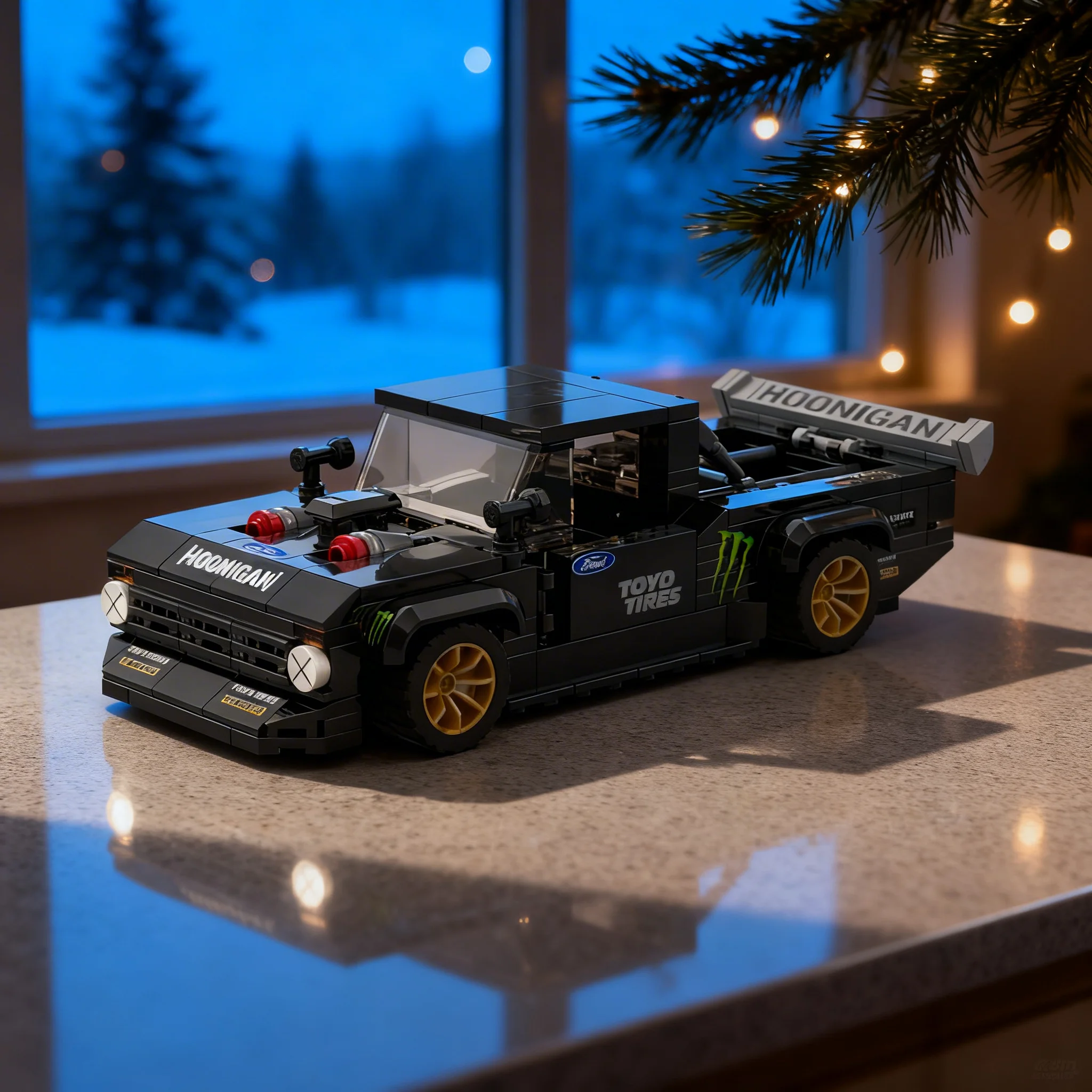 Фото 304 детали MOC City Champions Fordes Hoonitruck, модель из строительных блоков, рождественские подарки, архитектурная игрушка, креативный подарок на день рождения. №1