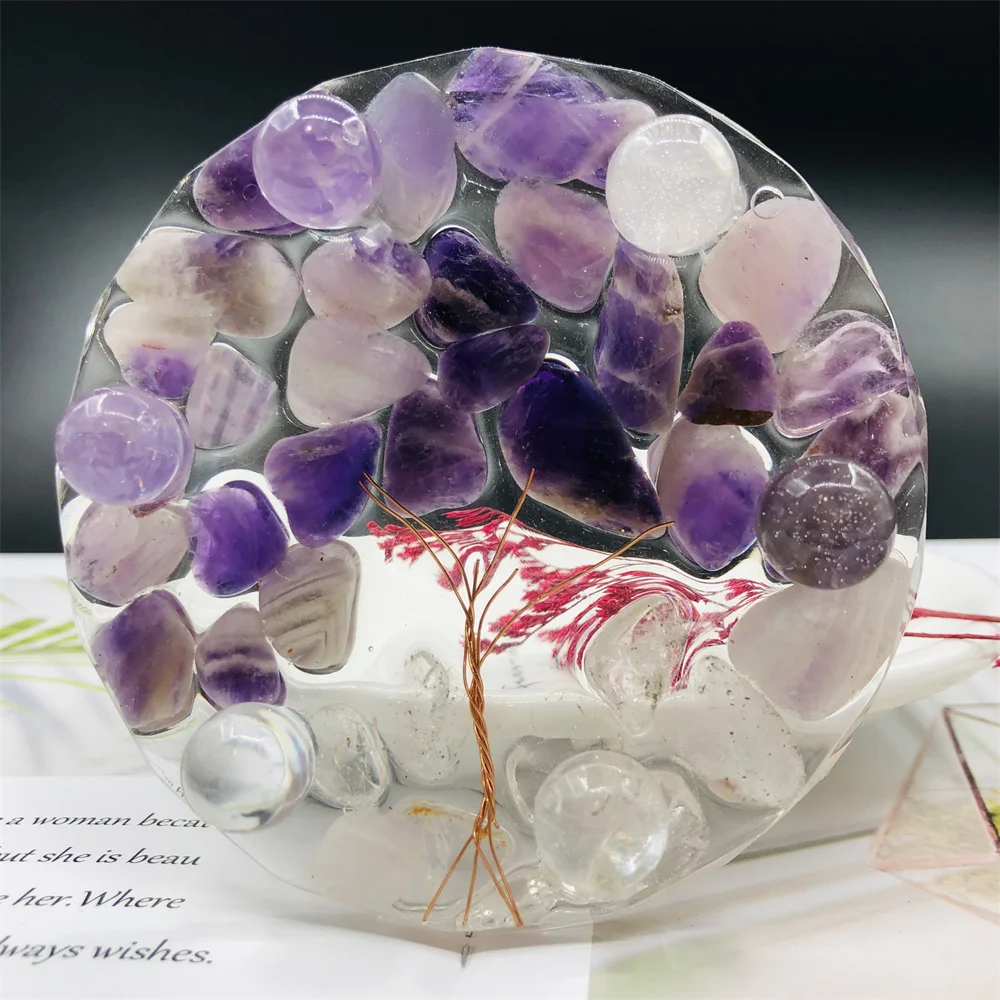 

1PC Natural Dreamy Purple And White Gravel Crystal Money Tree Healing Mineral Luck Stone DIY Hand Made Home Decoration