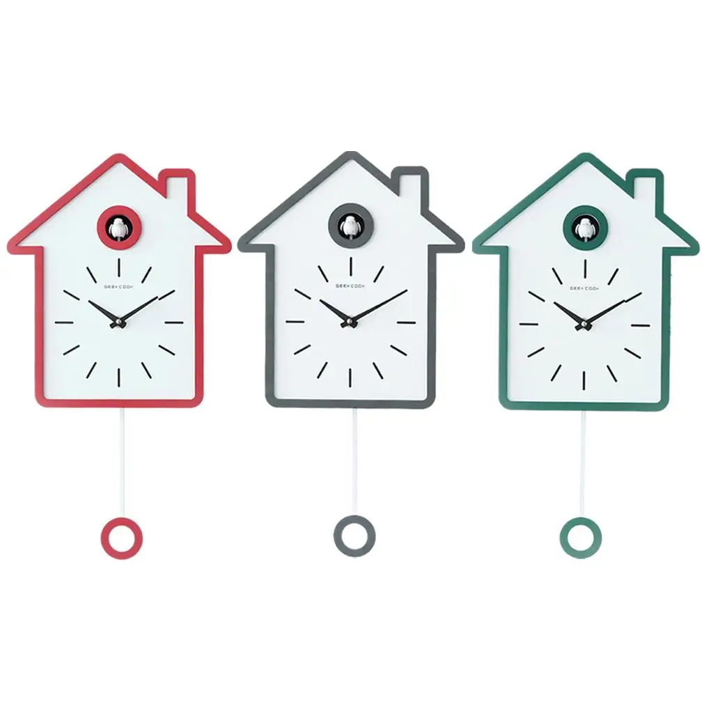 

Cute Cuckoo Wall Clock Quiet Sweep Pendulum Clock Shelf Decor Office Wall