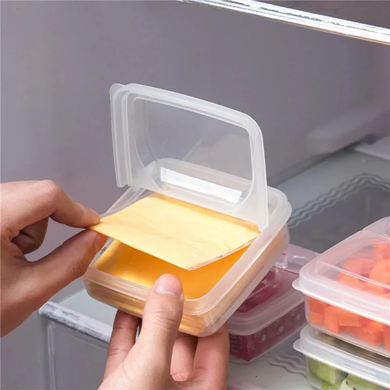 

2PCS Butter Cheese Storage Box Portable Refrigerator Fruit Vegetable Fresh-keeping Organizer Box Transparent Cheese Container