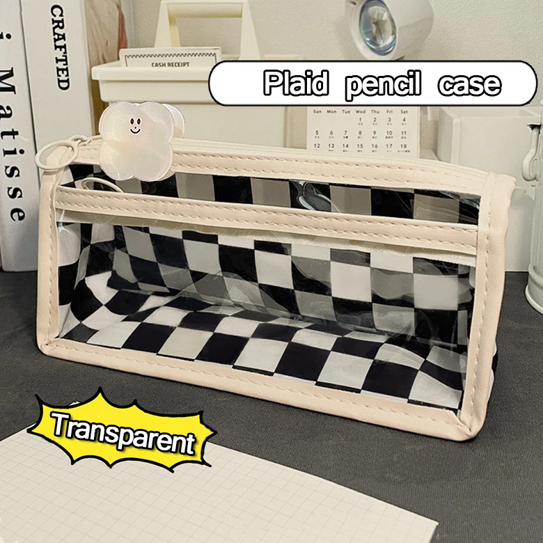 

Kawaii Plaid Pencil Cases Large Capacity Cute Pouch Bag Box Korean Japanese Organizer Stationery Back To School Supplies