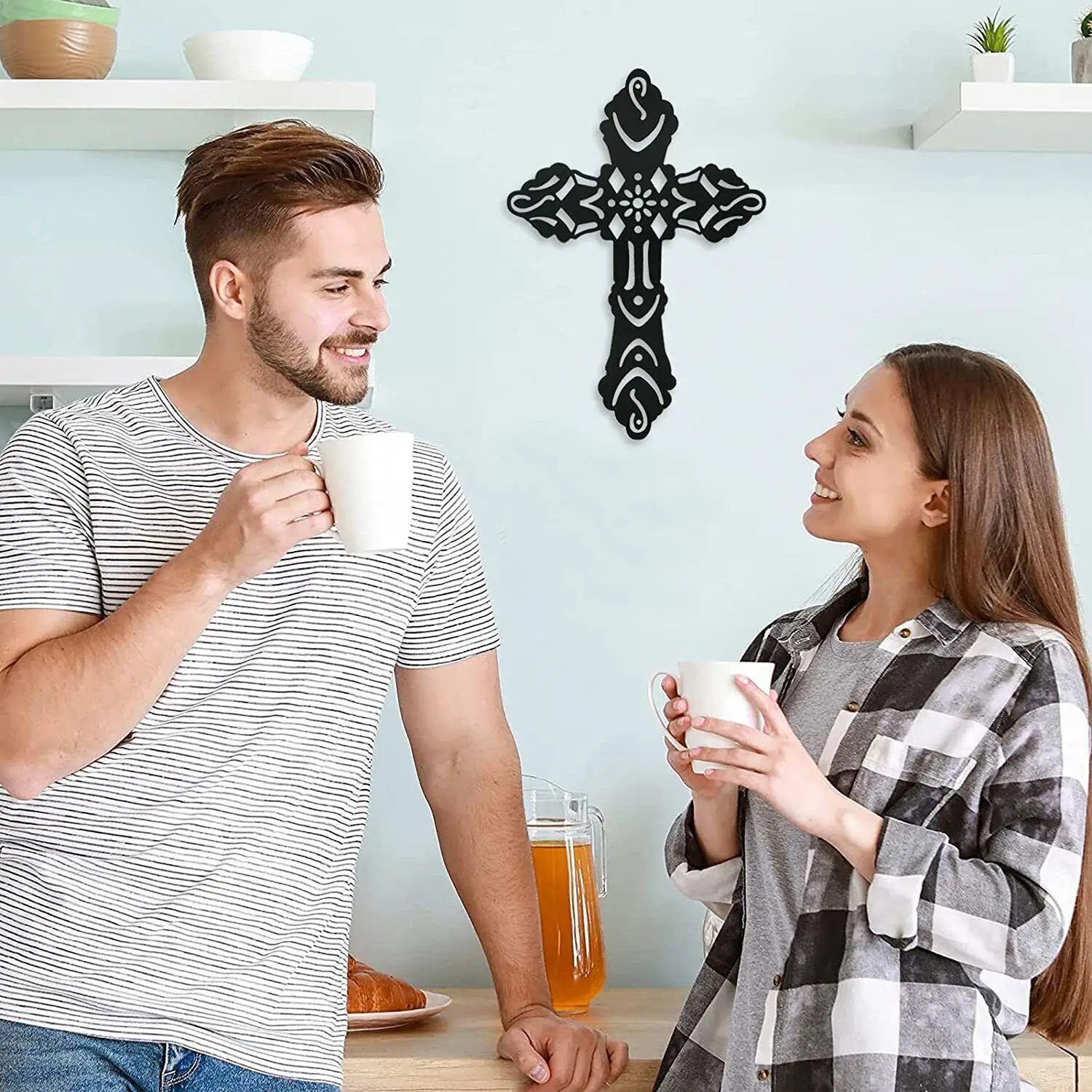 

Металлический декоративный крест для стены, Христианский Религиозный распятие для домашнего декора, гостиной/украшения дома