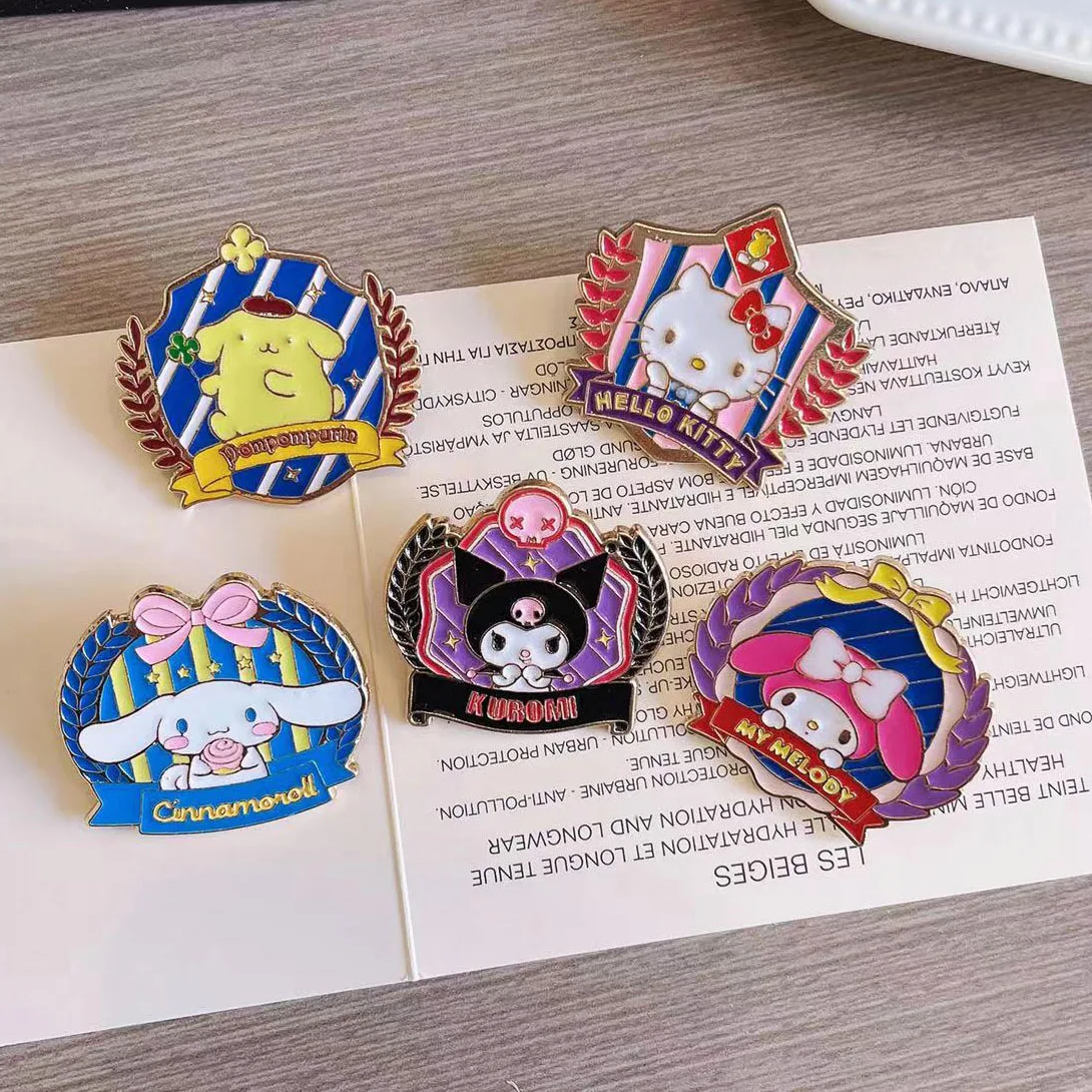 

Sanrio Lapel Pins Summer Series Kawaii Kuromi My Melody Metal Enamel Badges for Backpack Accessories Cartoon Anime Brooches Gift