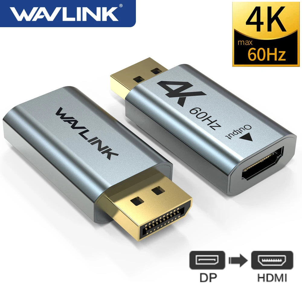 

Wavlink Алюминий 4K Displayport DP к HDMI-совместимый адаптер 4K 2K @ 60Hz 1080P Женский к мужчине для ПК ноутбука конвертер проектора